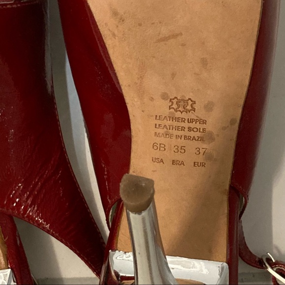 Aldo - Vintage red patent leather peep toe, sling back size 6B US 37EUR - Picture 4 of 6